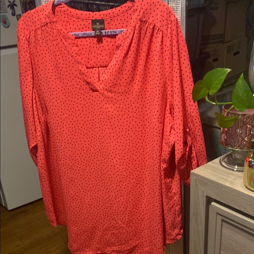 Worthington Orange and Black Blouse with 3/4 Sleeves